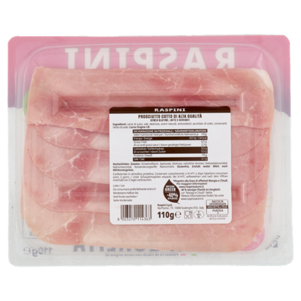 Raspini Prosciutto Cotto Alta Qualità 110 g