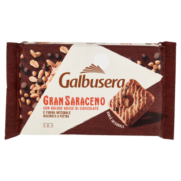 Galbusera Gran Saraceno con Golose Gocce di Cioccolato e Farina Integrale Macinata a Pietra 6x43,3 g