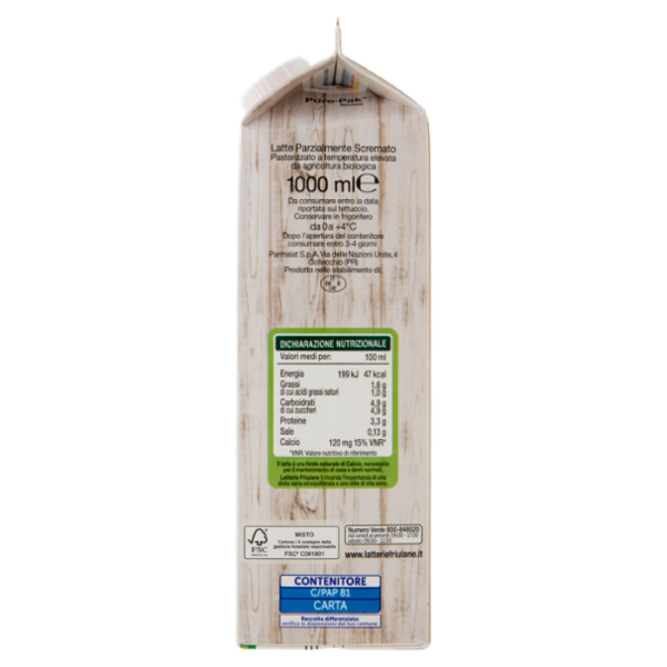 Latterie Friulane Latte Bio Parzialmente Scremato 1000 ml