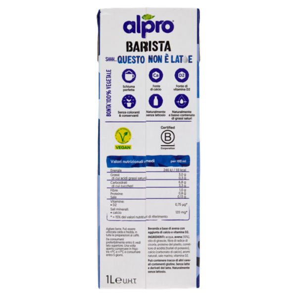 ALPRO Barista Questo Non è Latte, Bevanda Vegetale all'Avena Gusto Latte, Senza Lattosio, 1l