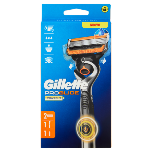 Gillette Proglide Power Rasoio da Uomo a 5 Lame, 1 Manico + 2 Lamette + 1 Batteria