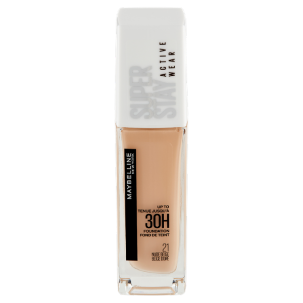 Maybelline New York Fondotinta Liquido SuperStay 30H Active Wear, Nude Beige (21), 30 ml