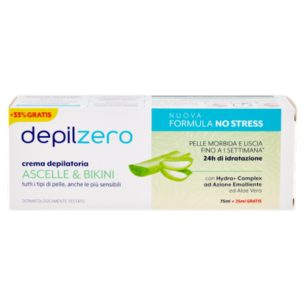depilzero crema depilatoria Ascelle & Bikini 75 ml + 25 ml Gratis