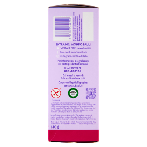 Bauli Free Gluten Free Tortina Pesca 4 x 35 g