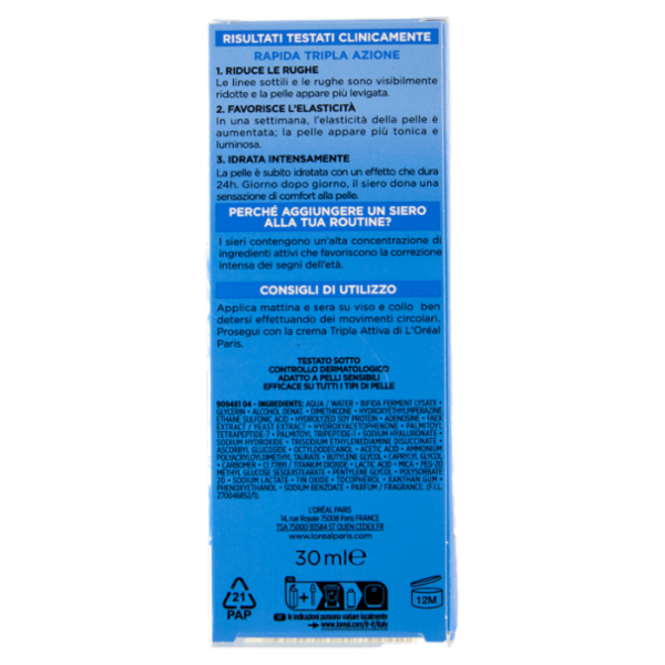 L'Oréal Paris Collagen Expert Siero Anti-Età 5% Glicerina + Peptidi di collagene, 30 ml