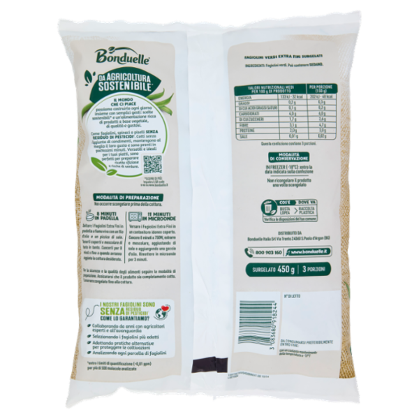 Bonduelle Da Agricoltura Sostenibile* Fagiolini Extra Fini Surgelato 450 g
