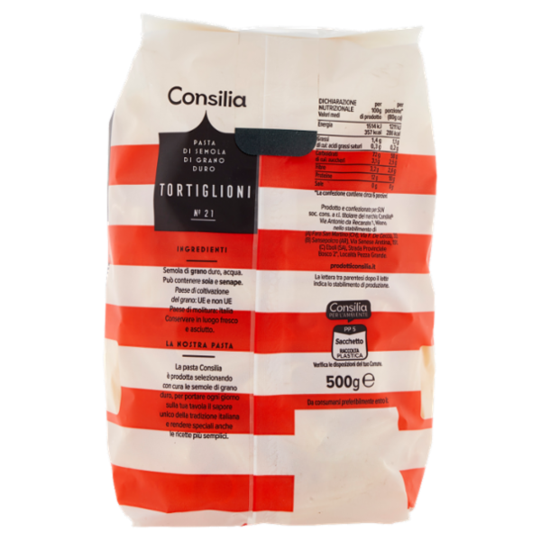 Consilia Pasta di Semola Trafilata al Bronzo Tortiglioni 500 g