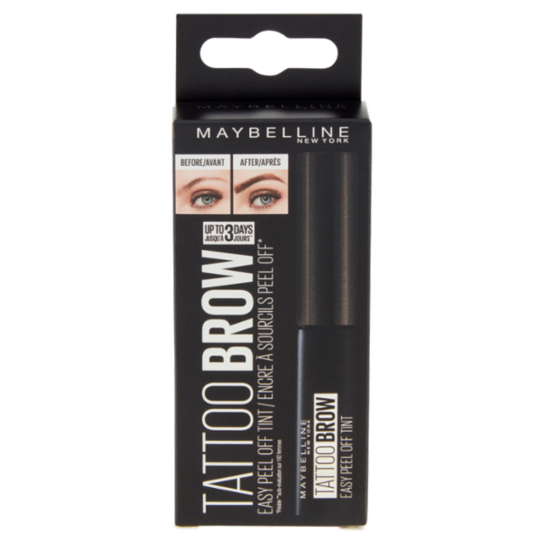 Maybelline New York Tinta Sopracciglia Tattoo Brow Peel-Off, Dura fino a 3 Giorni, Black Brown