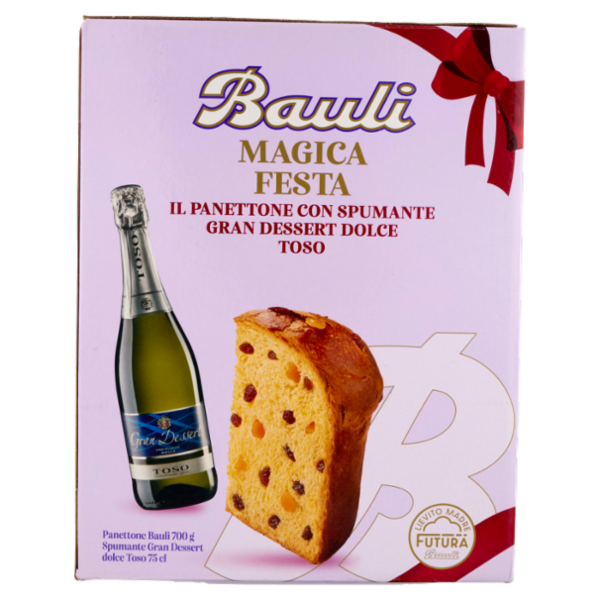Bauli Magica Festa Panettone Bauli 700 g + Spumante Gran Dessert Dolce Toso 75 cl