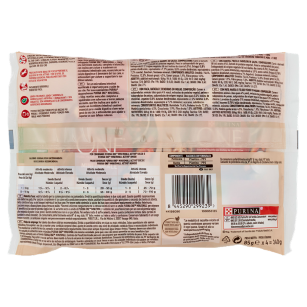 PURINA ONE Mini/Small Active Manzo e Anatra in Salsa 4 x 85 g
