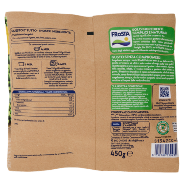 FRoSTA i Finissimi Piselli Piccoli e Teneri Surgelati 450 g