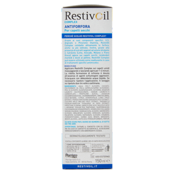 RestivOil Complex Olio-Shampoo per Cute Sensibile Antiforfora per capelli secchi 150 ml