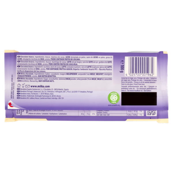 Milka Bianco, tavoletta di cioccolato bianco - 100g
