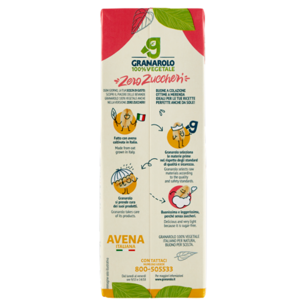 Granarolo 100% Vegetale Avena Italiana Zero Zuccheri 1000 ml