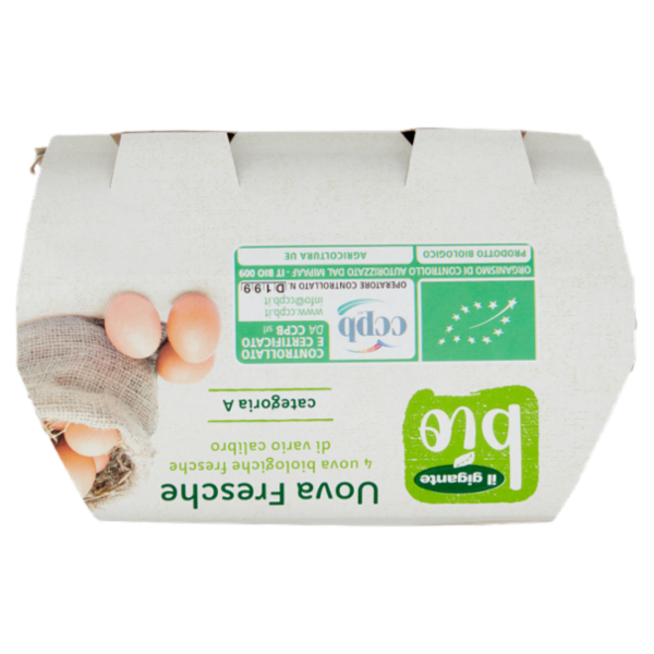 IL GIGANTE bio Uova Fresche 4 uova biologiche di vario calibro 230 g