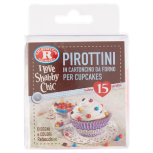 F.lli Rebecchi Valtrebbia I Love Shabby Chic Pirottini Cartoncino Da Forno Per Cupcakes ø 5 Cm 15 Pz