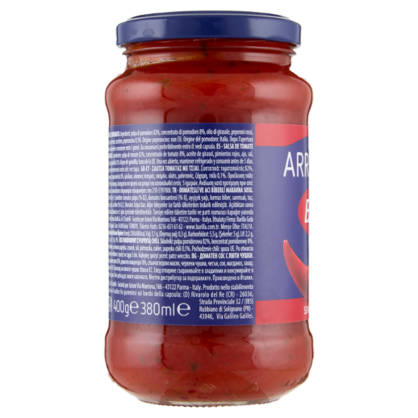 Barilla Sugo Arrabbiata Pomodoro e Peperoncino con 100% Pomodoro Italiano Condimento per Pasta 400g