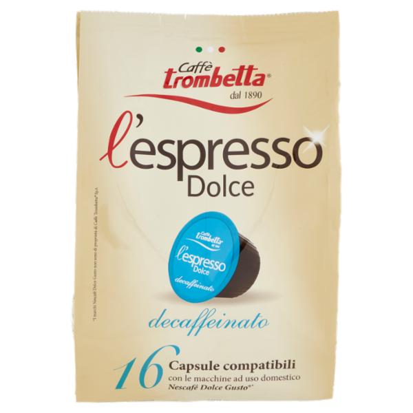 Caffè Trombetta l'espresso Dolce decaffeinato 16 Capsule compatibili Nescafé Dolce Gusto* 112 g