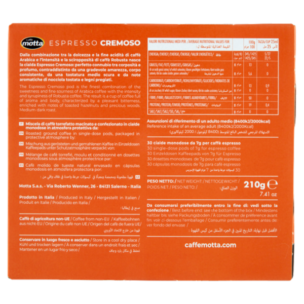 caffè motta Espresso Cremoso Cialde Universali Compostabili 30 x 7 g