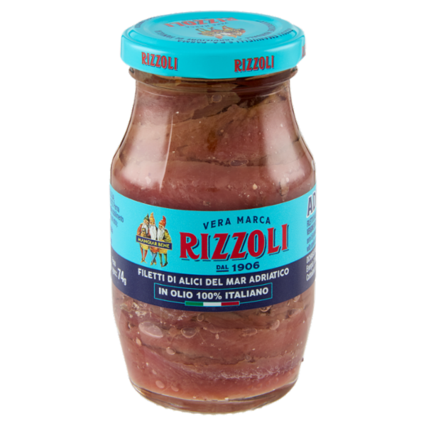 Rizzoli Filetti di Alici del Mar Adriatico in Olio 100% Italiano 145 g