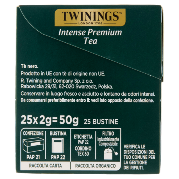 Twinings Intense Premium Tea Tè Nero 25 filtri The 50 g