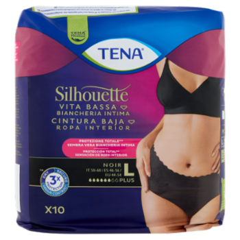 Tena Silhouette Vita Bassa Biancheria Intima Plus L Noir 10 Pz