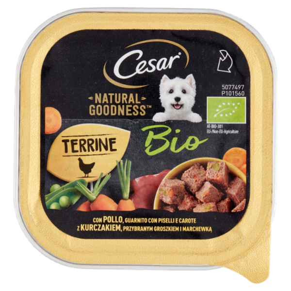 Cesar Natural Goodness Bio Cibo Umido Cane con Pollo Piselli e Carote 100 g