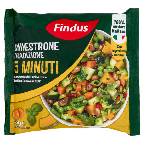 Findus Minestrone Tradizione 5 Minuti - con Patate del Fucino IGP e Basilico Genovese DOP 600 g