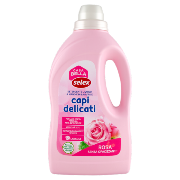 Selex Casa Bella Detersivo a Mano e in Lavatrice Liquido Capi Delicati Rosa 30 Lavaggi 1,5 L