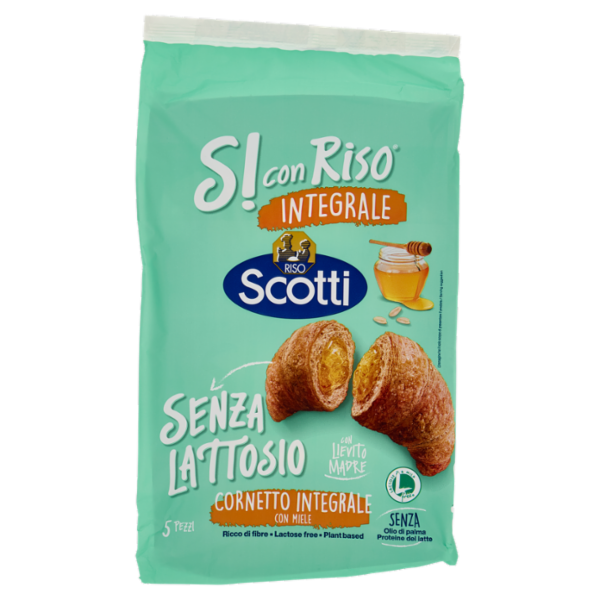Riso Scotti Si con Riso Senza Lattosio Cornetto Integrale con Miele 5 x 50 g