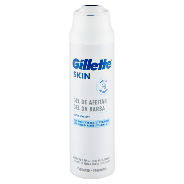 Gillette Gel da Barba da Uomo Skin Ultra Sensitive con Burro di Karité e Vitamina E, 200 ml