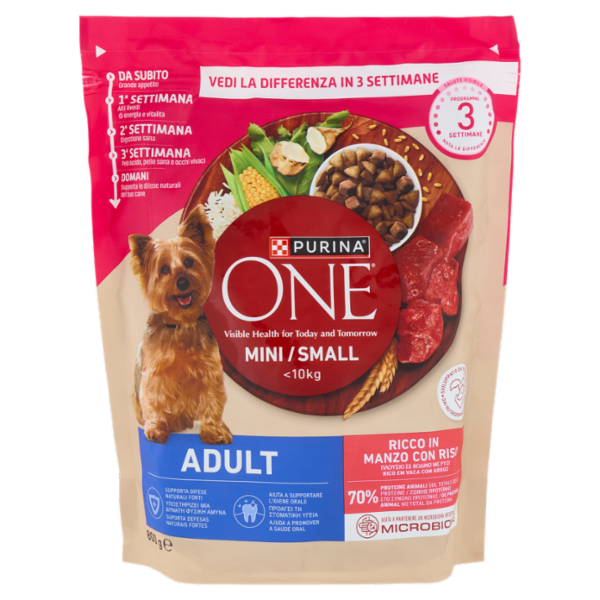 PURINA ONE Mini/Small Adult Manzo e Riso 800 g