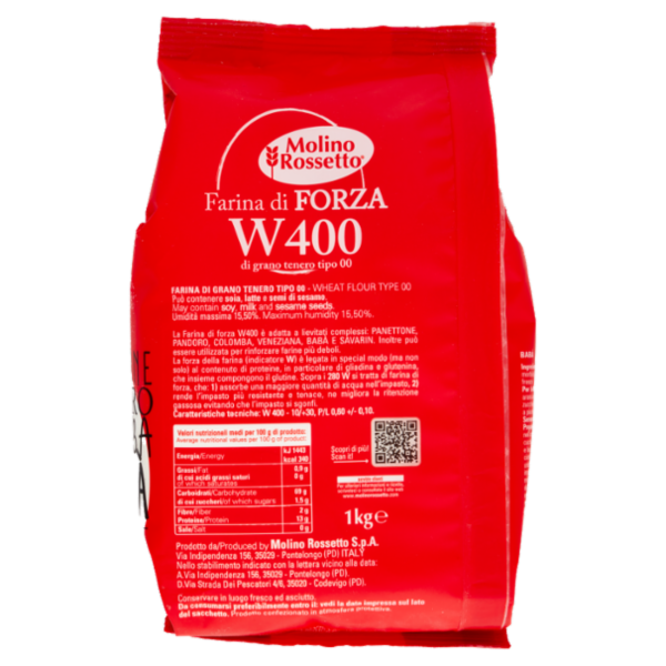 Molino Rossetto Farina di Forza W400 di grano tenero tipo 00 1 Kg