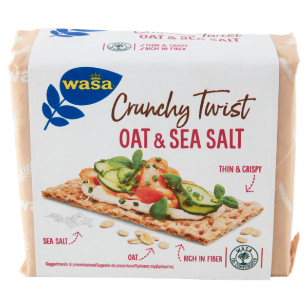 Wasa Chruncy Twist Cracker con Farina Integrale di Avena e Fiocchi d'Avena 265g