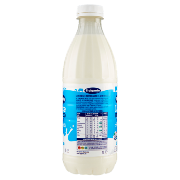 IL GIGANTE Latte Fresco Pastorizzato Alta Qualità Intero 1 L