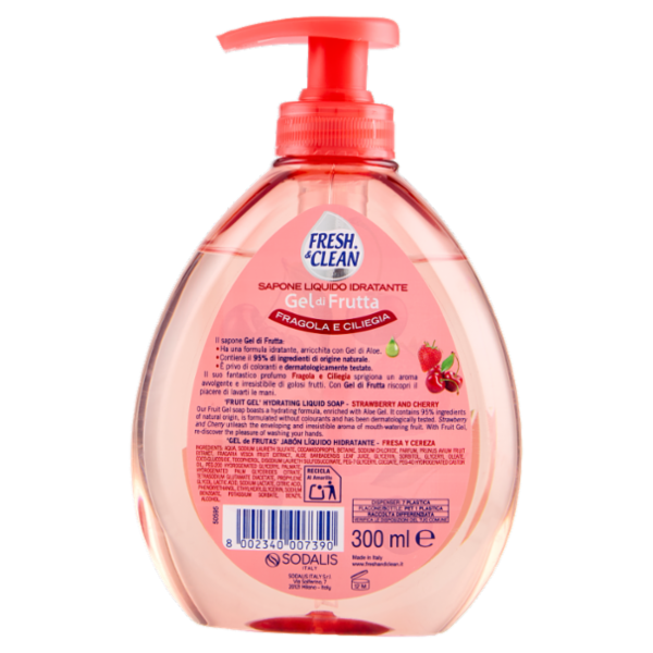 Fresh & Clean Gel di Frutta Sapone Liquido Idratante Fragola e Ciliegia 300 ml