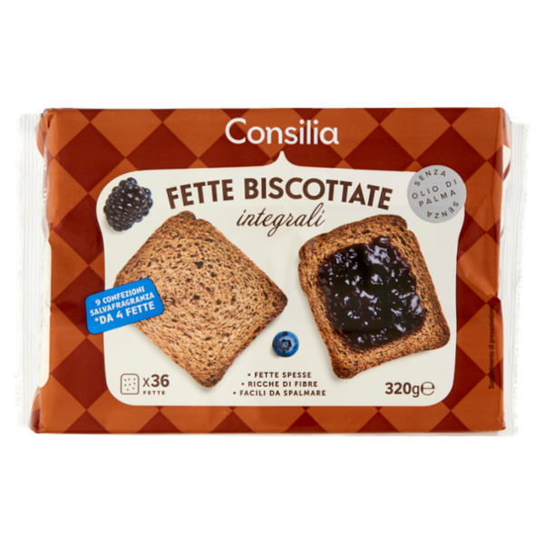 Consilia Fette Biscottate con Farina di Frumento Integrale in Conf Salvafreschezza 9x4 fette 320 g