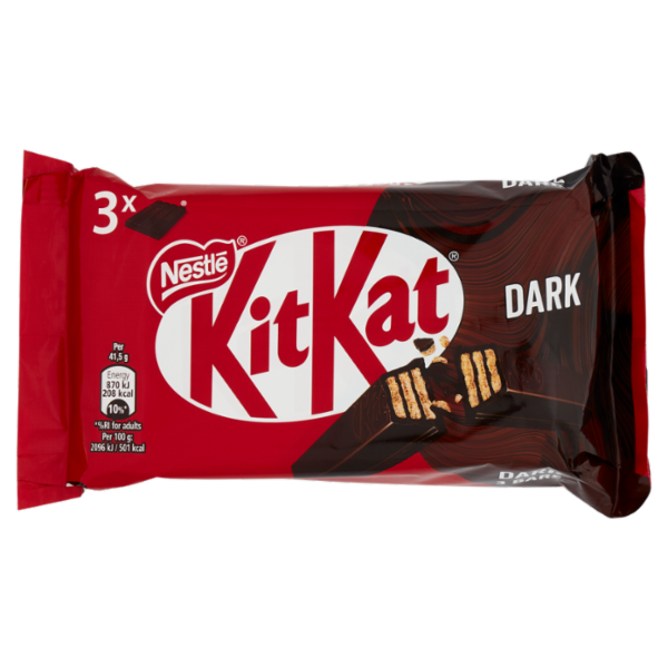 KITKAT Dark Wafer ricoperto di Cioccolato Fondente 3 snack da 41,5g