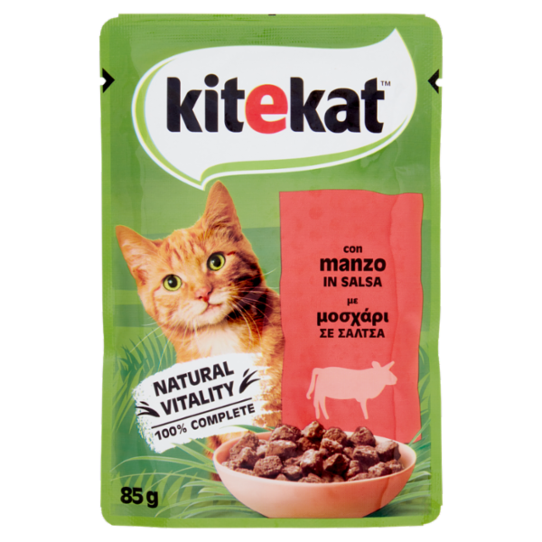 Kitekat Cibo Umido Gatto con Manzo in Salsa Bustina 85g