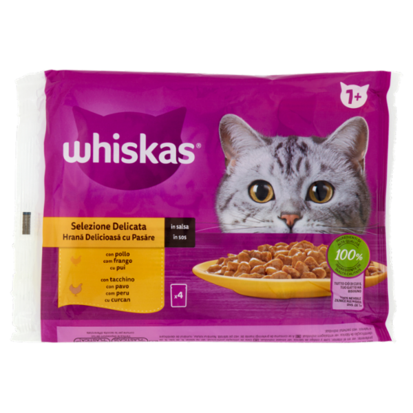 Whiskas Selezione Delicata in salsa con pollo, con tacchino 4 x 85 g