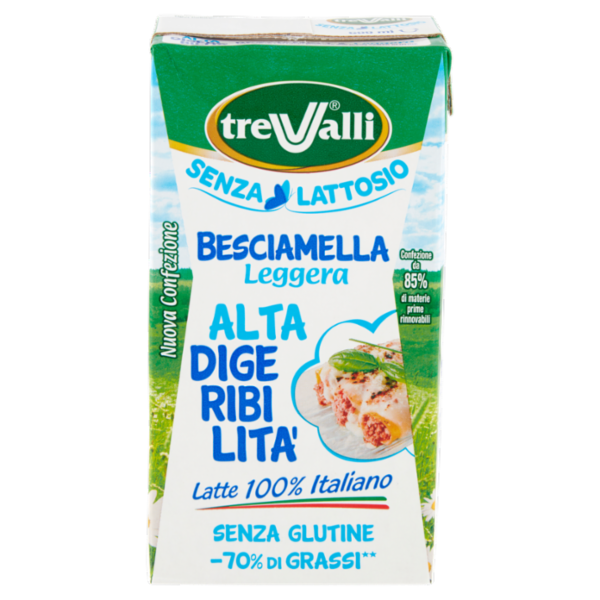 treValli Senza Lattosio Besciamella Leggera Alta Digeribilità 500 ml