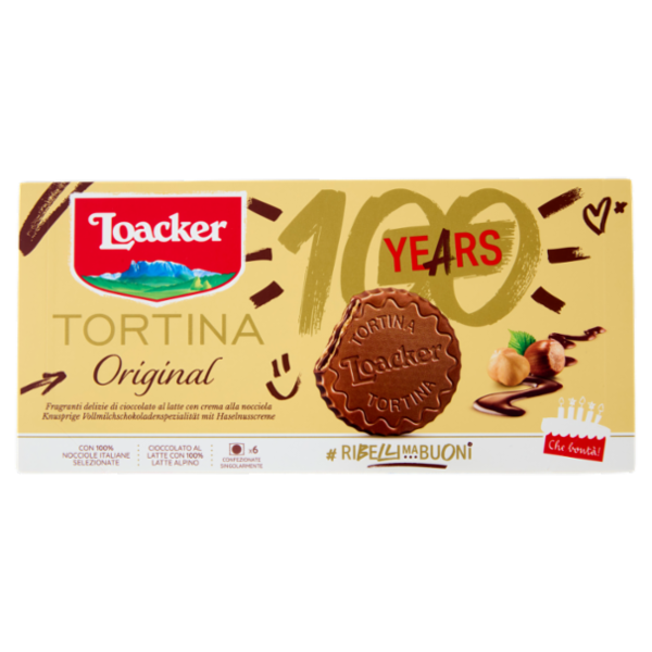 Loacker Tortina Original Wafer ricoperto di Cioccolato al Latte con crema di Nocciole Italiane 21gx6