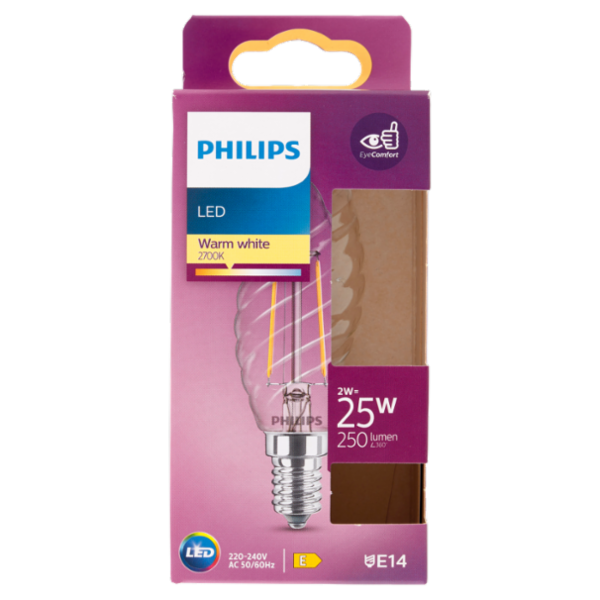 Philips Led tortiglione filamento 25W E14 2700K