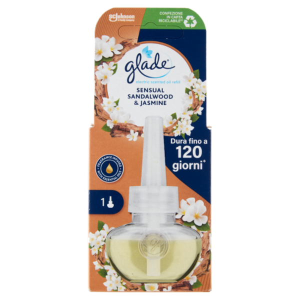 Glade® Liquido Elettrico Ricarica, Profumatore per ambienti, Fragranza Sandalo e Gelsomino 20ml