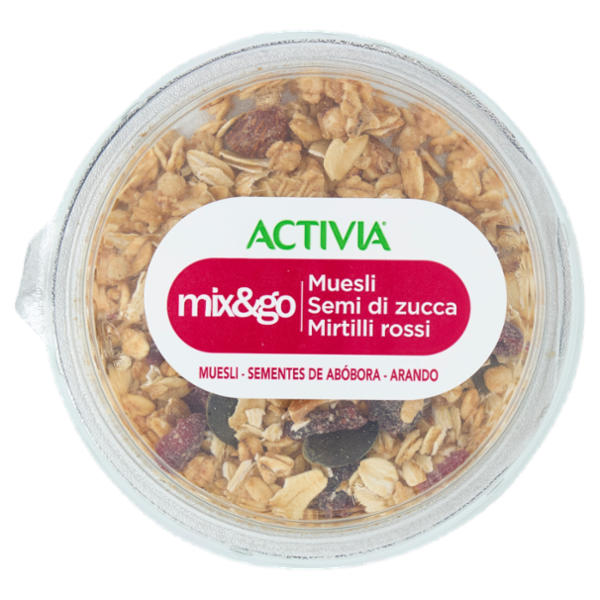 ACTIVIA Fibre Mix&Go con Probiotico Bifidus, Yogurt Bianco con Muesli,Semi Zucca,Mirtilli Rossi,170g