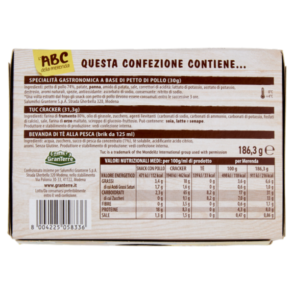 Teneroni l'ABC della merenda Snack con Petto di Pollo e Tuc Cracker 186,3 g