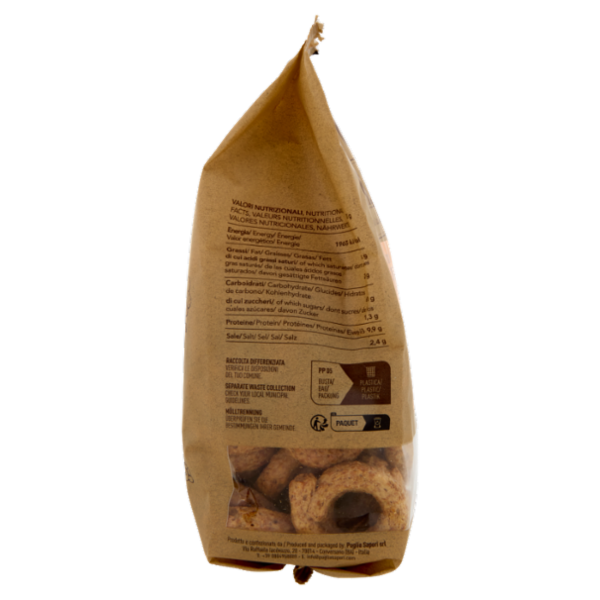 Puglia Sapori I Classici Taralli Specialità 100% Integrale 250 g