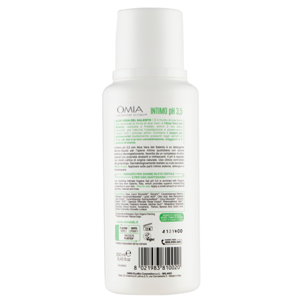 Omia Laboratoires eco biologico Intimo pH 3,5 Idratante Lenitivo aloe vera 250 ml