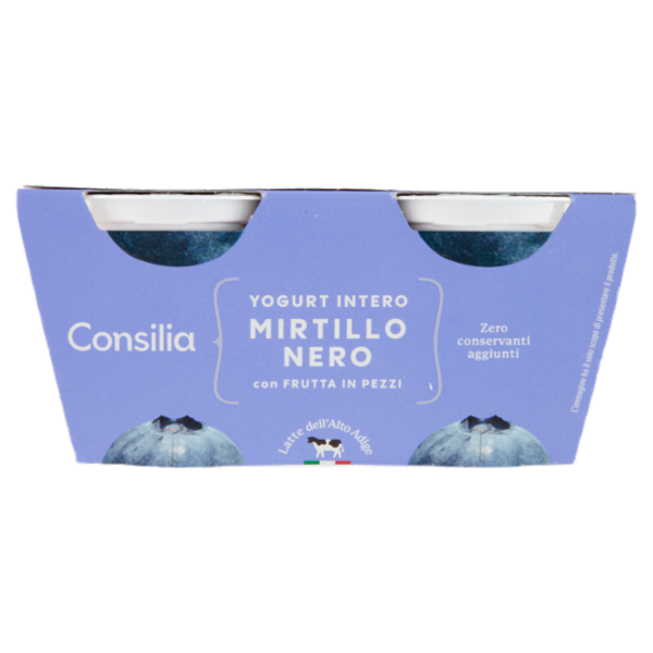 Consilia Yogurt Intero Mirtillo Nero con Frutta in Pezzi 2x125 g