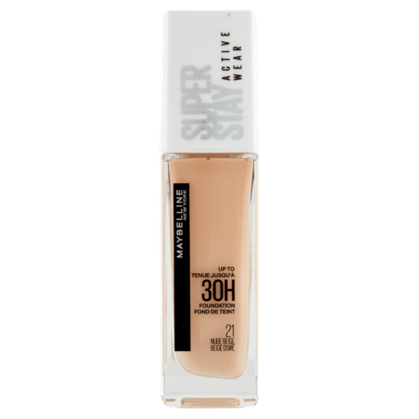 Maybelline New York Fondotinta Liquido SuperStay 30H Active Wear, Nude Beige (21), 30 ml